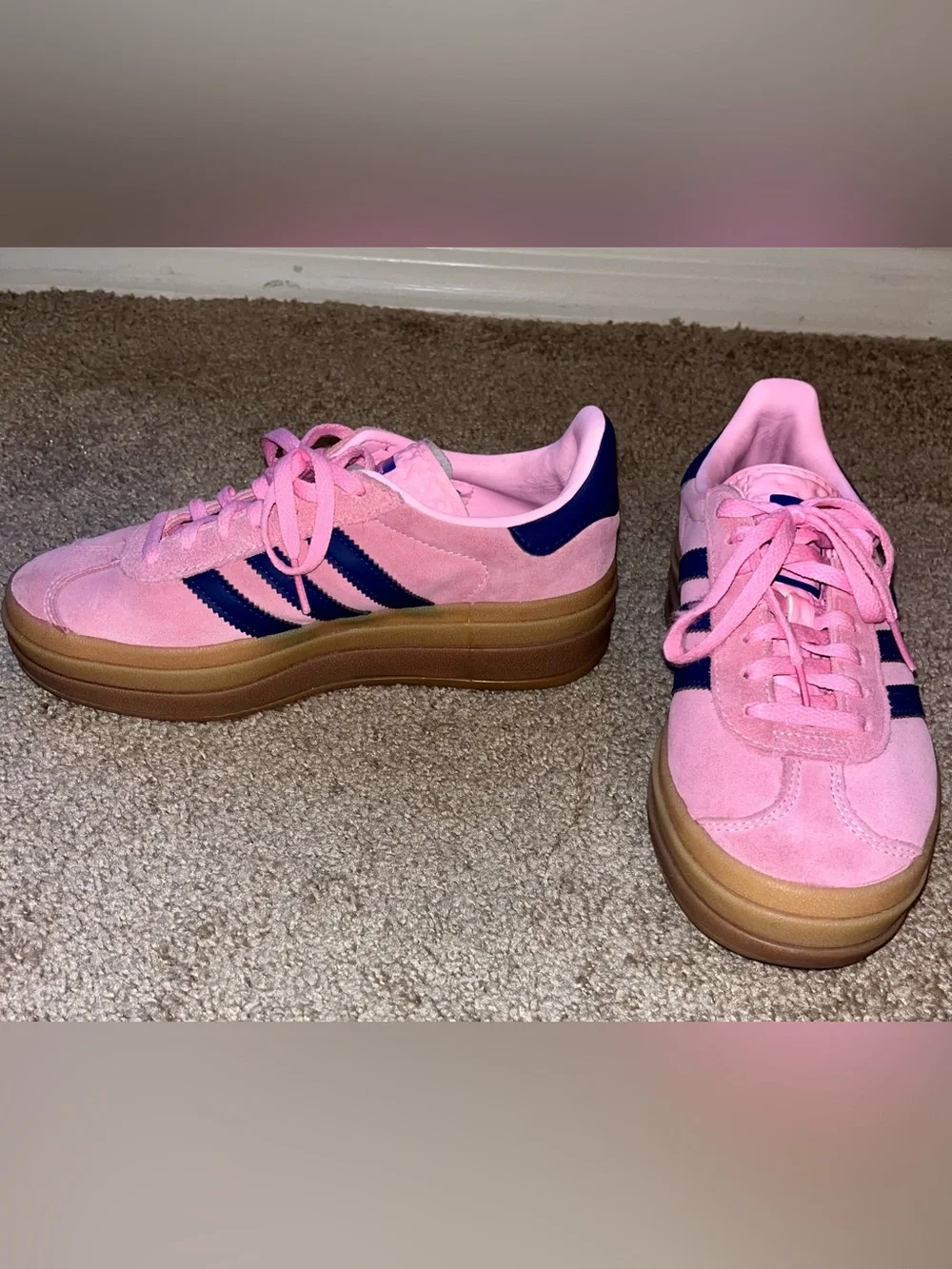 Adidas Gazelle Bold Platform Sneakers Pink Suede Gum Sole Women’s 5.5 H06122